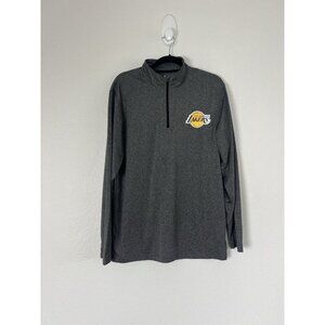 NBA Ultra Game LA Lakers 1/4 Zip Long Sleeve Pullover Shirt Gray Mens Size Large
